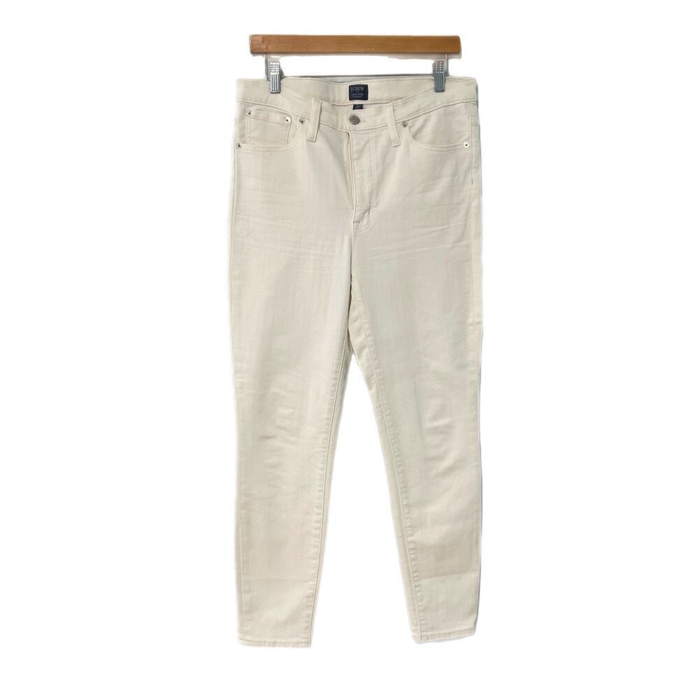 J. CREW 10" High-Rise Skinny White Denim Pants Signature Stretch Jeans Size 30